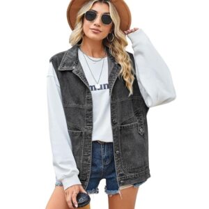 Home wesoke® women’s denim vest waistcoat | casual sleeveless button down layer